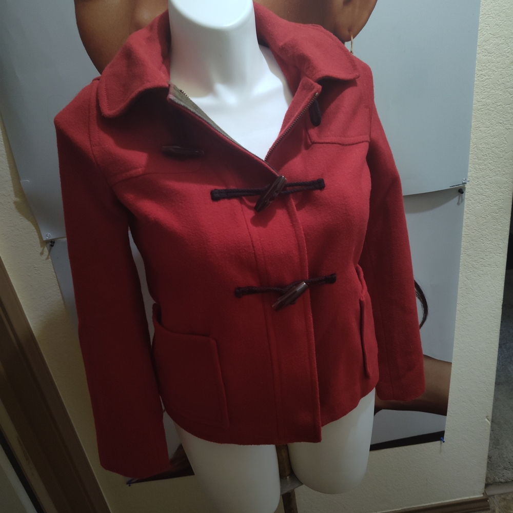 Old Navy Women's Vibrant Red Pea Coat